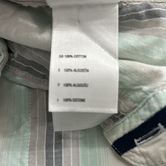 The North Face Mens Short Sleeve Button Up Shirt Striped green/gray w/pocket - Picture 14 of 14